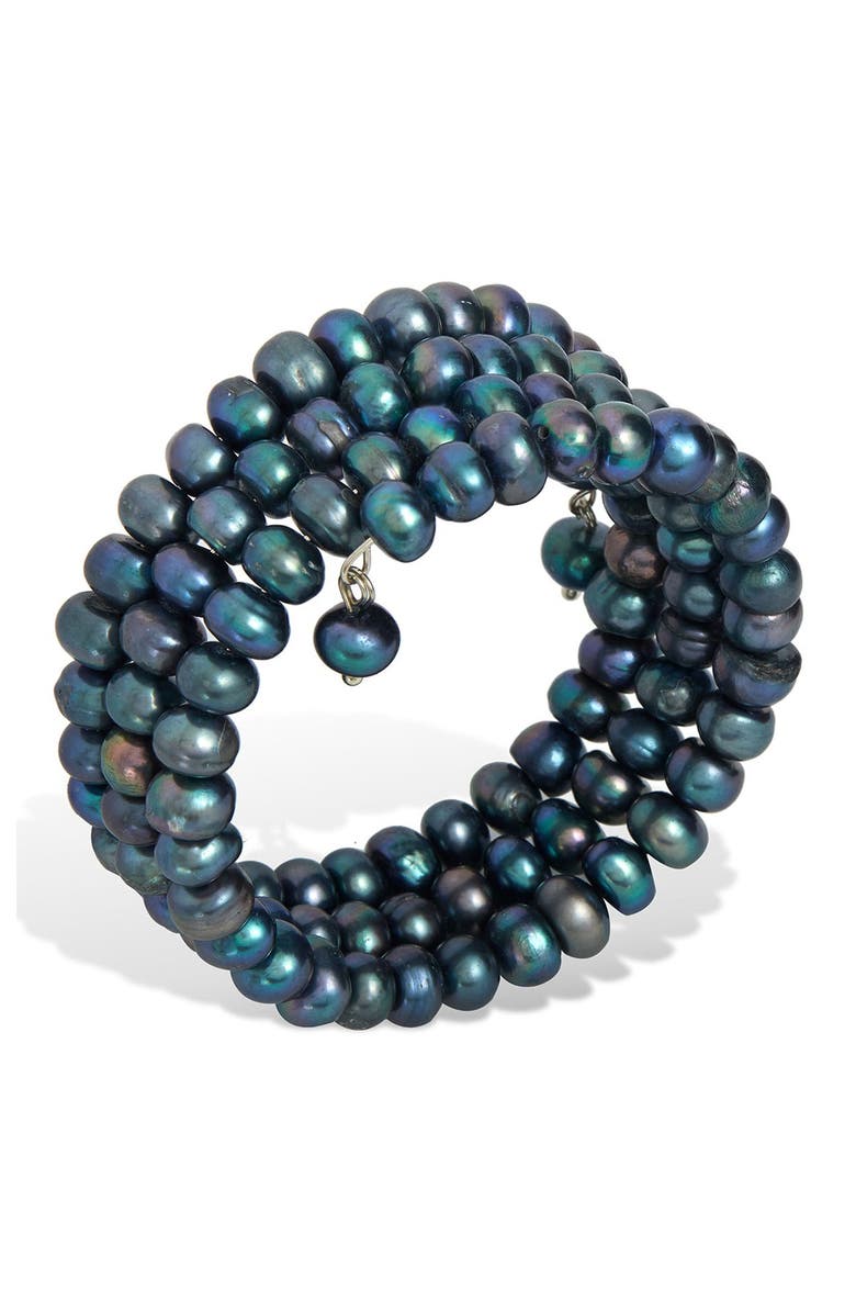 SAVVY CIE JEWELS Freshwater Peacock 6-7mm Pearl Wrap Bracelet, Main, color,