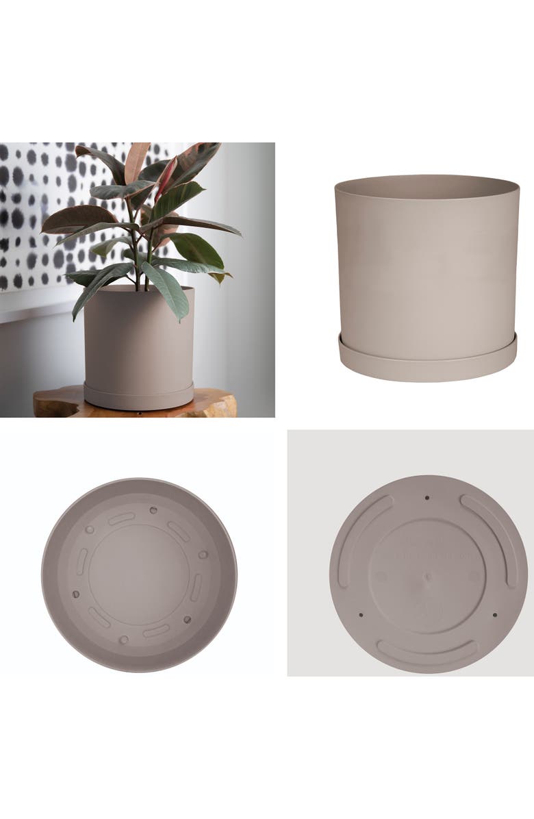 Bloem Mathers Planter with Saucer Tray 10 Inch, Pebble Stone Beige, Alternate, color, Beige