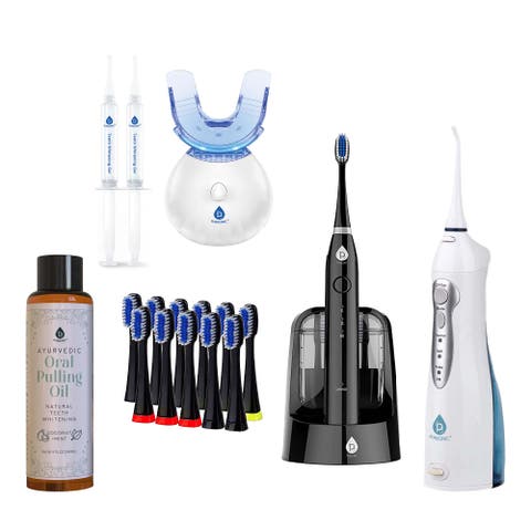 Ultimate Oral Care Bundle Smart Electric Toothbrush, Oral Irrigator, LED Whitening, and Ayurvedic Oil
