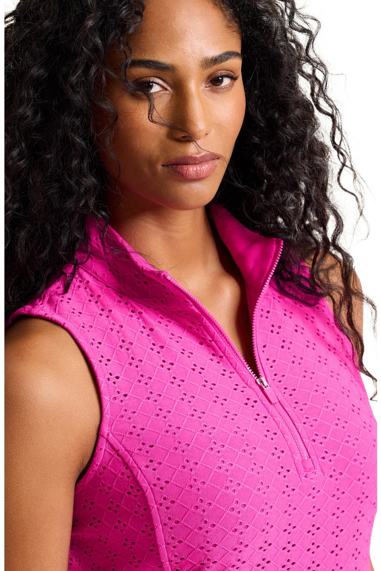 Abby Eyelet Front Zip Minidress, Alternate, color, VERY BERRY