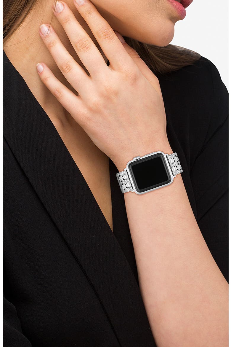 Pavé Crystal Apple Watch® Bracelet Watchband, Alternate, color, METALLIC SILVER