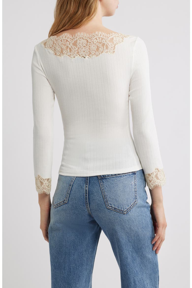 Riana Lace Trim Ribbed T-Shirt, Alternate, color, SALT