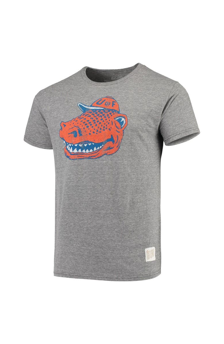 Retro Brand Men's Original Retro Brand Heathered Gray Florida Gators Vintage Logo Tri-Blend T-Shirt, Alternate, color, 