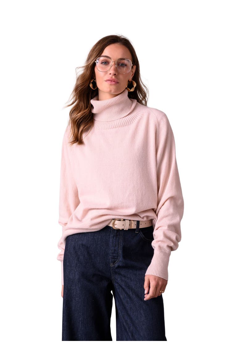 Geelong Wool Slouch Turtleneck Sweater, Alternate, color, PEONY