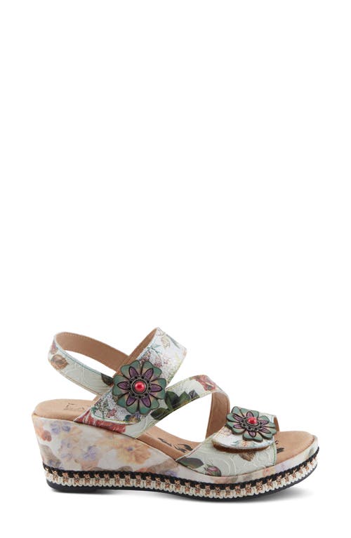 L'artiste By Spring Step Blissful Slingback Platform Wedge Sandal In Ice Multi