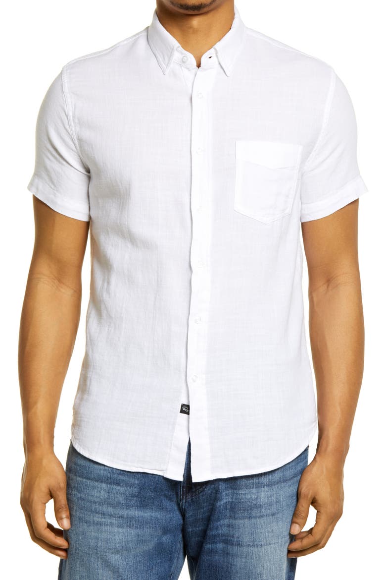 Fairfax Short Sleeve Button-Up Cotton Shirt, Main, color, WHITE