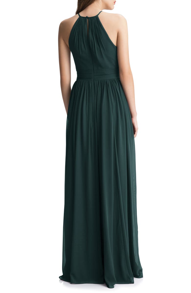 #Levkoff Keyhole Neck Chiffon A-Line Gown, Alternate, color, 
