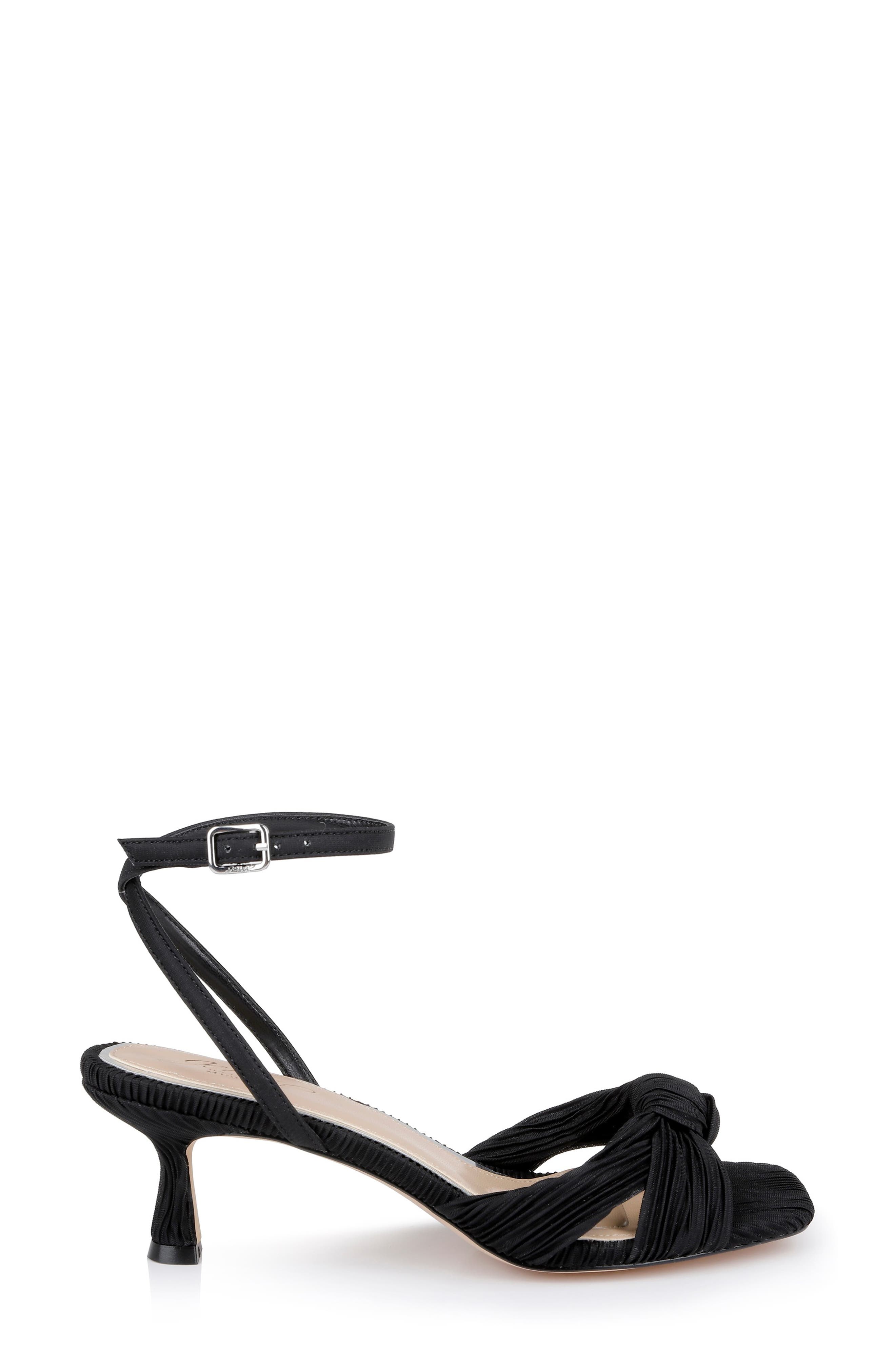 Jewel Badgley Mischka True Ankle Strap Kitten Heel Sandal, Alternate, color, Black Fabric