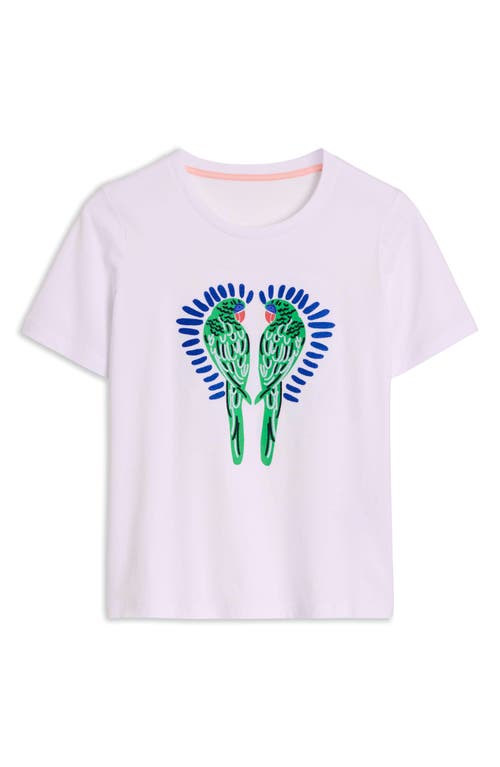 BODEN BODEN EMBROIDERED PARROTS COTTON GRAPHIC T-SHIRT
