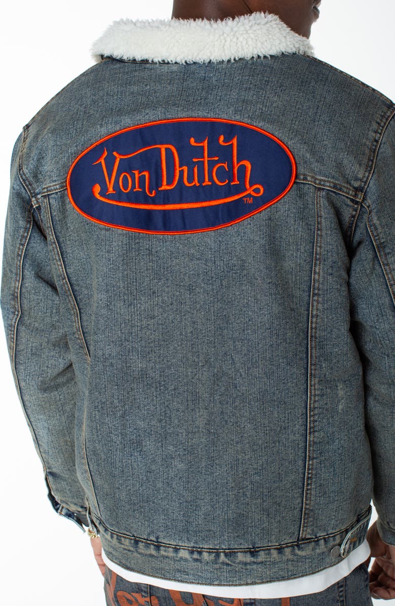 Von Dutch Piston Denim Trucker Jacket, Alternate, color, Hazestone