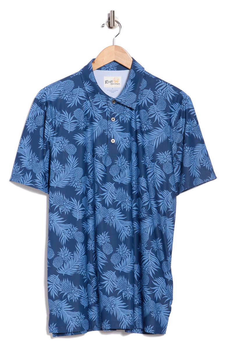 Reyn Spooner Pineapple Palm Polo, Alternate, color, Navy Reverse
