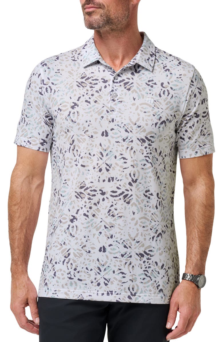 TravisMathew Featherweight Chill Print Polo, Main, color, White
