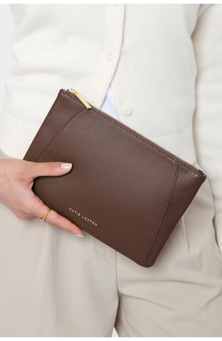 Katie Loxton Hana Pouch, Alternate, color, Chocolate