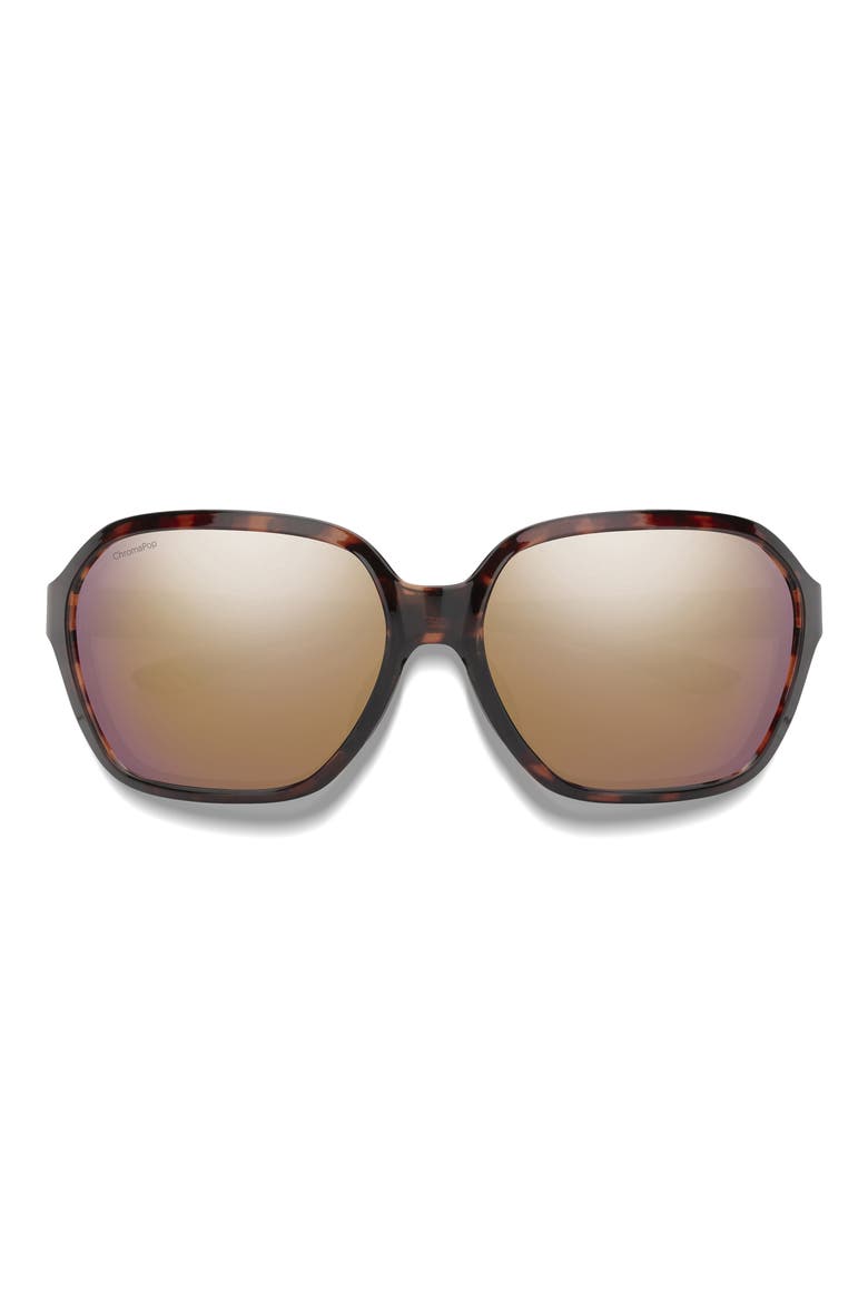 Whitney 61mm ChromaPop™ Polarized Wraparound Square Sunglasses, Main, color, TORTOISE / ROSE GOLD MIRROR