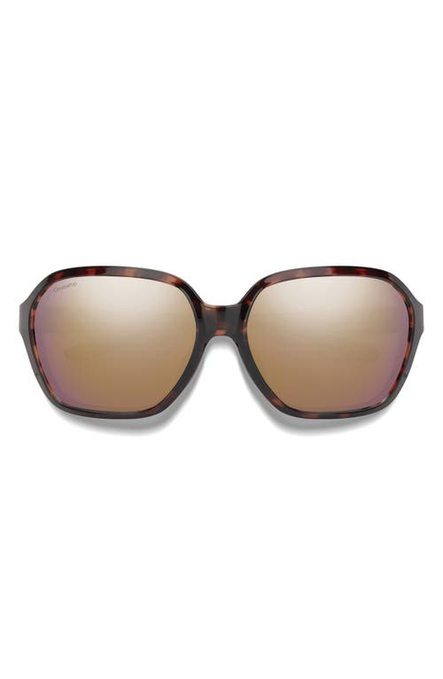 Smith Whitney 61mm Chromapop™ Polarized Wraparound Square Sunglasses In Tortoise/rose Gold Mirror