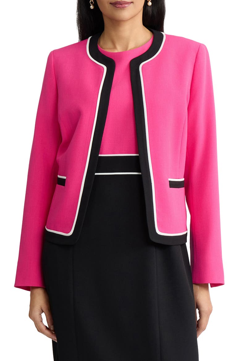 Colorblock Open Front Cardigan, Main, color, PINK PERFECTION MULTI