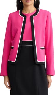 KASPER Colorblock Open Front Cardigan