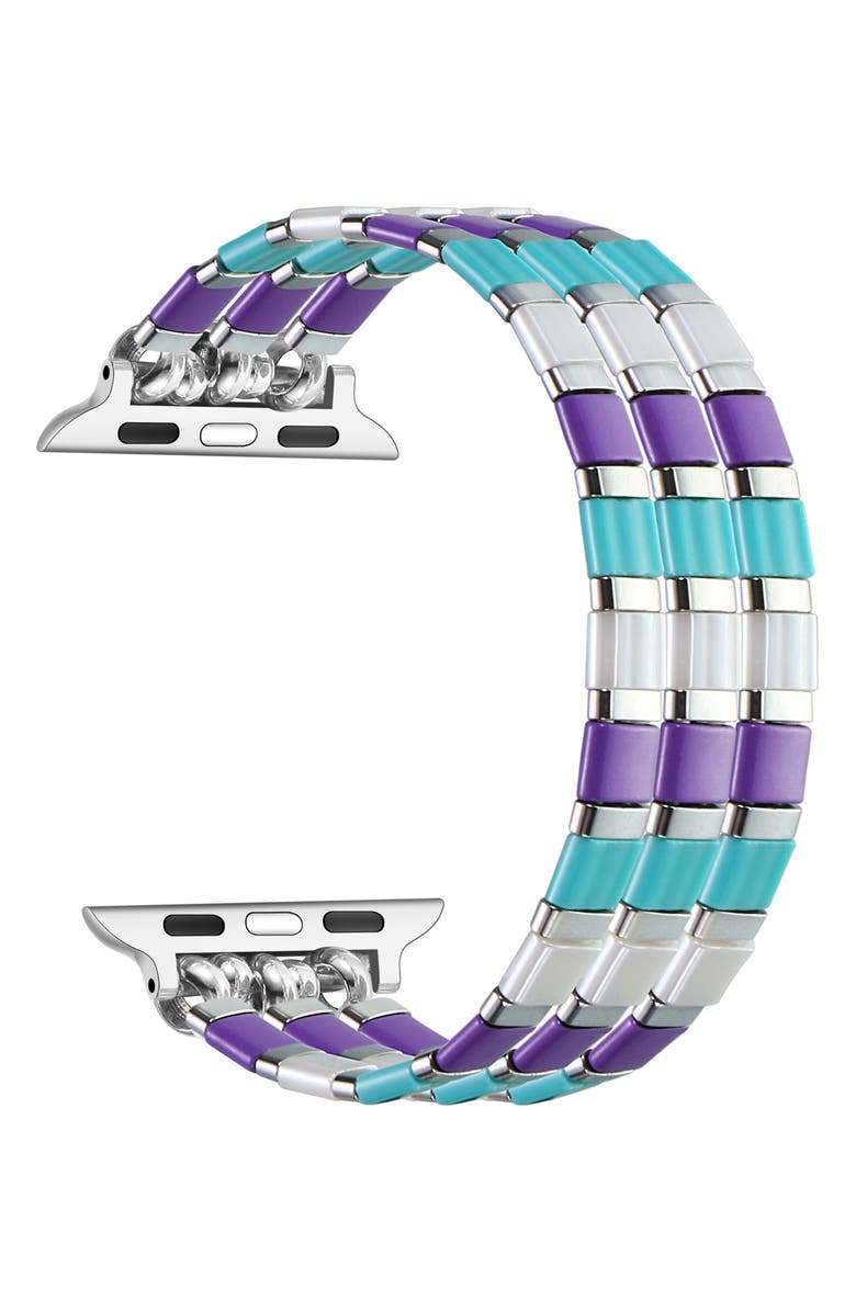 The Posh Tech Slim Bracelet Apple Watch<sup>®</sup> Watchband, Alternate, color, Blue/ Silver