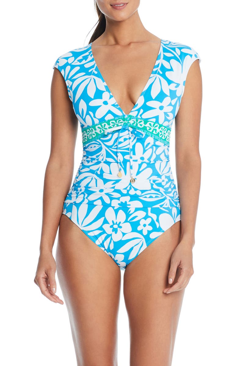 BLEU by Rod Beattie Cap Sleeve One-Piece Swimsuit, Main, color, 