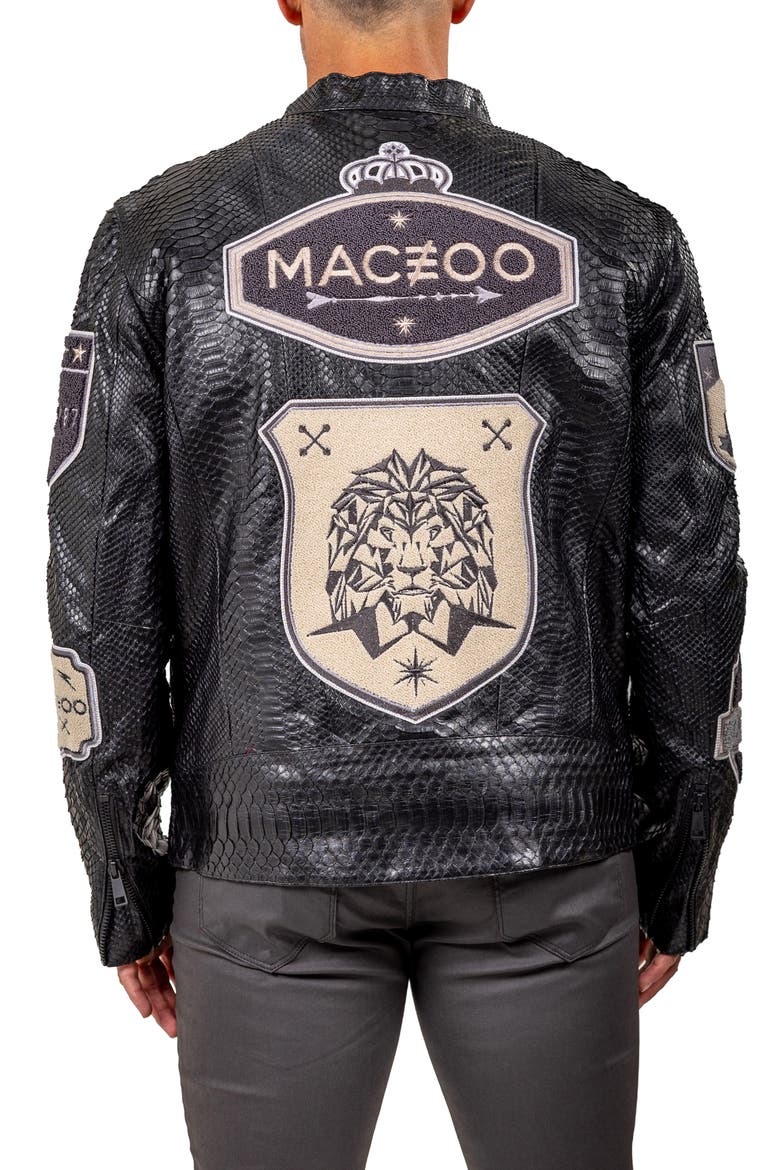 Marthyr Python Embossed Faux Leather Jacket, Alternate, color, BLACK