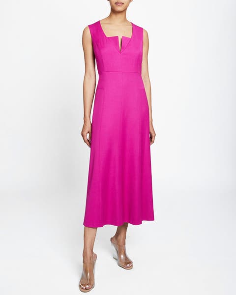 BELLE Sleeveless Midi Dress with Front Seam Detail