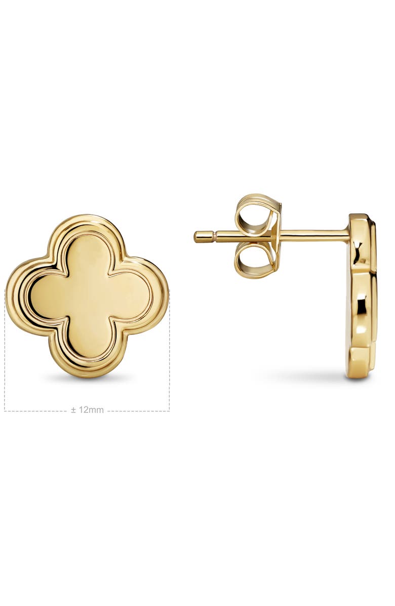 DEVATA Clover Stud Earrings in Gold Plated Sterling Silver, Alternate, color, Yellow Gold