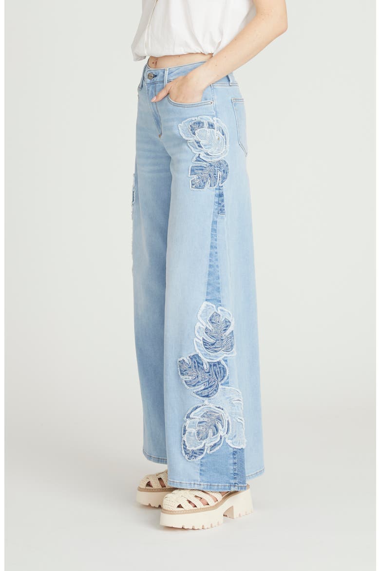 Ronnie Embroidered Wide Leg Jeans, Alternate, color, LIGHT WASH