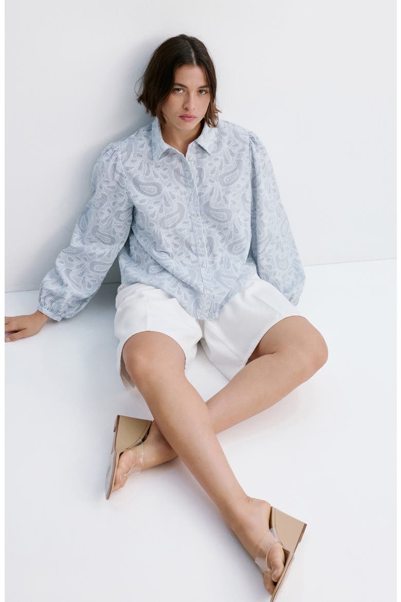 Embroidered Stripe Button-Up Shirt, Alternate, color, SKY BLUE