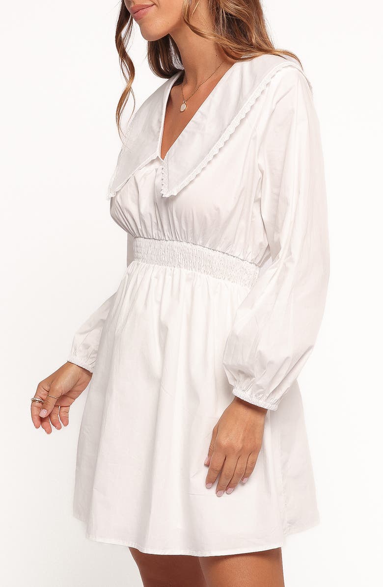Petal & Pup Nerida Long Sleeve Cotton Minidress, Alternate, color, White
