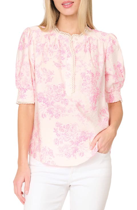 Lace Trim Puff Sleeve Top