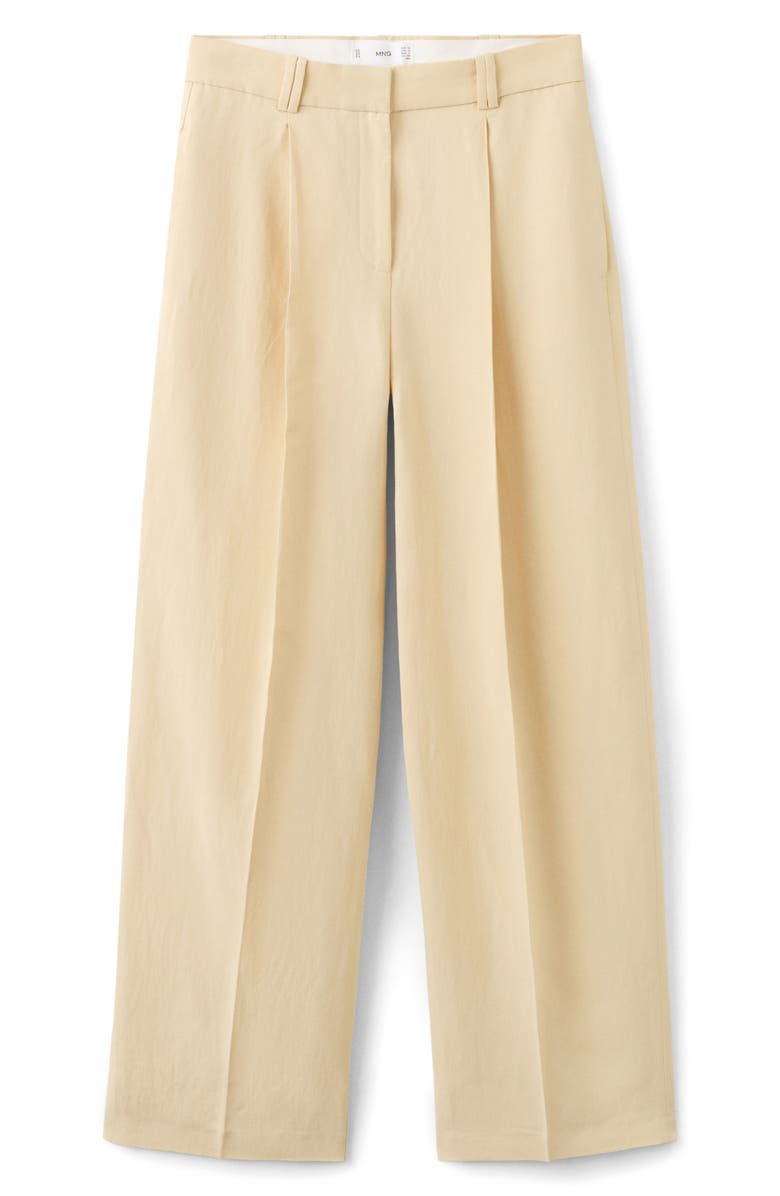 MANGO Pleated Straight Leg Pants, Main, color, Yellow
