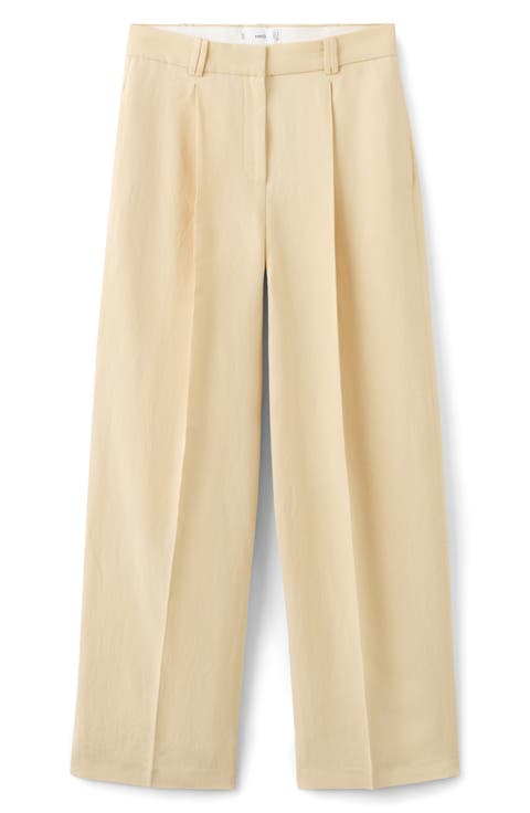 Pleated Straight Leg Pants