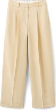 MANGO Pleated Straight Leg Pants