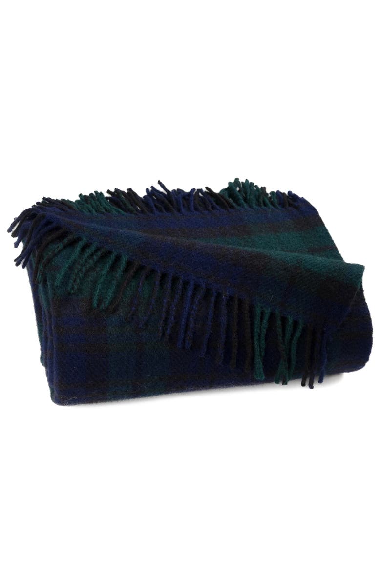 Prince of Scots Highland Tweeds Pure New Wool Fluffy Throw, Alternate, color, Black Watch