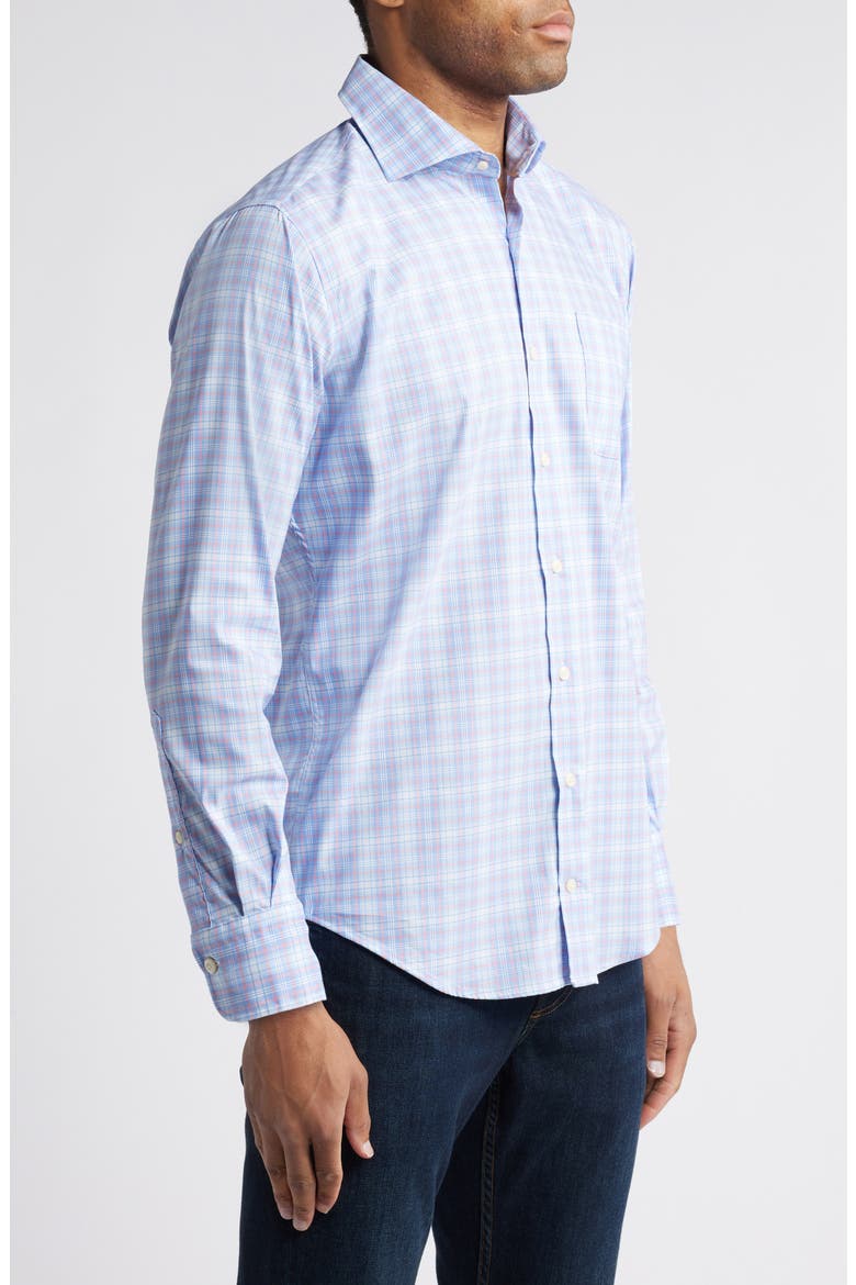 Windermere Crown Lite Plaid Performance Button-Up Shirt, Alternate, color, BLUE POPPY