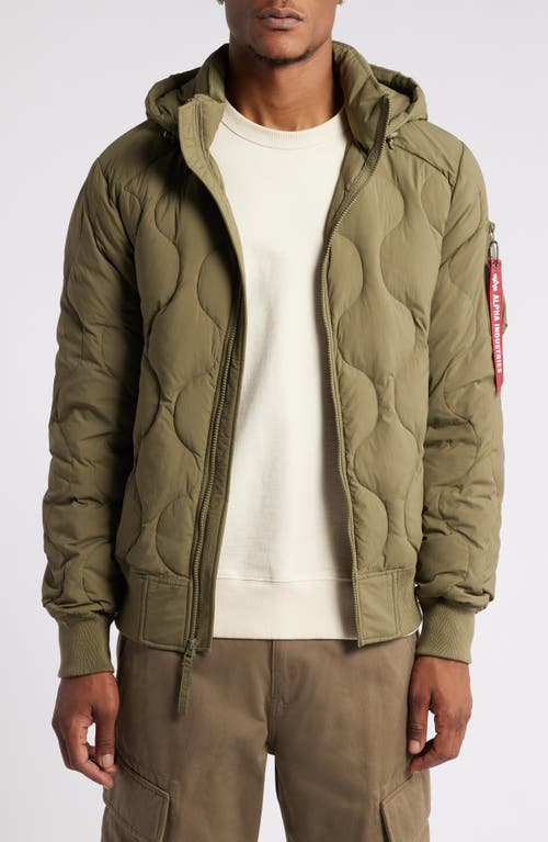 Alpha Industries Lightweight Quilted Water Resistant Down Jacket in Green 