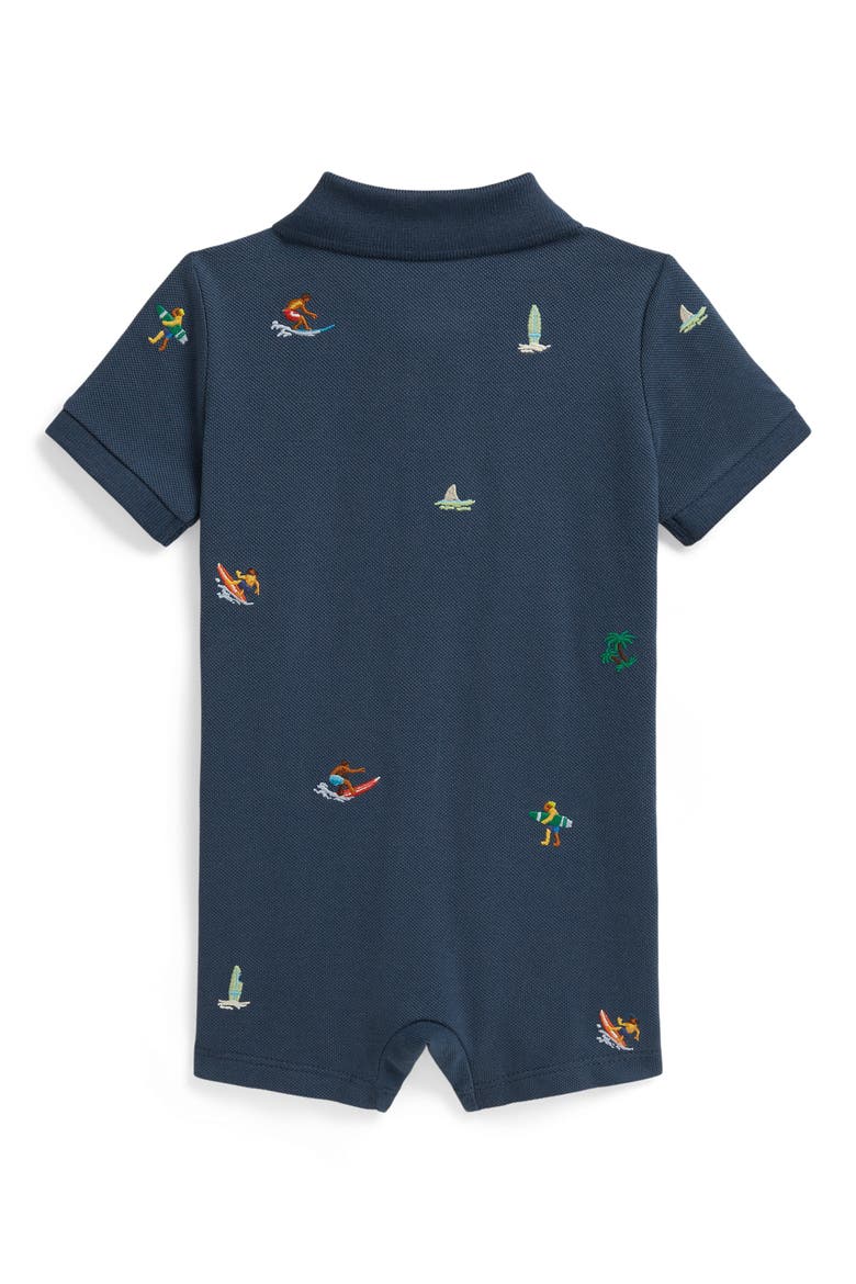 Surf Embroidered Polo Romper, Alternate, color, CLANCY BLUE