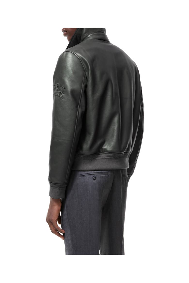Leather Bloomsbury Bomber Jacket, Alternate, color, Soot grey