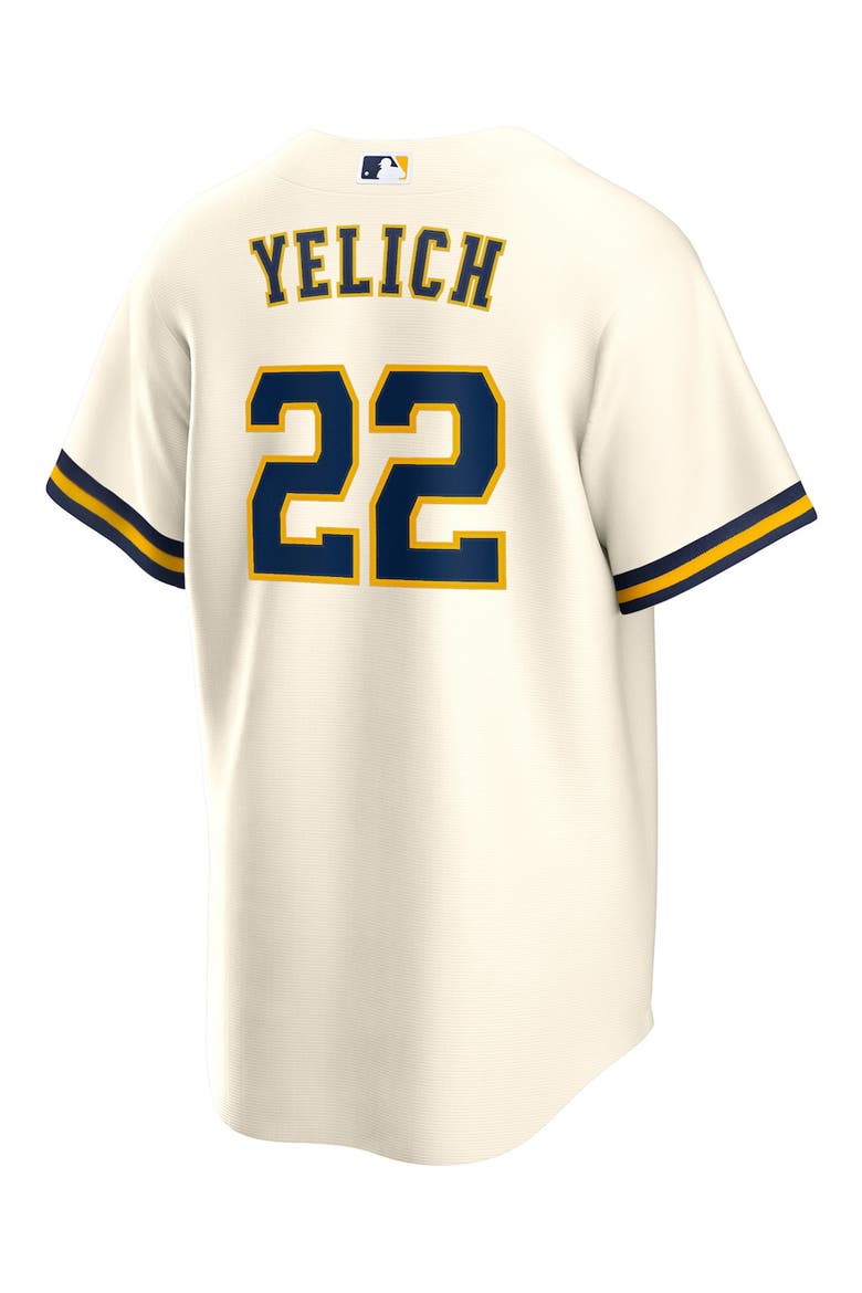 Men's Nike Christian Yelich Cream Milwaukee Brewers Alternate Replica Player Jersey, Alternate, color, CREAM