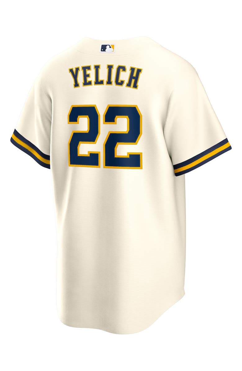 Nike Men's Nike Christian Yelich Cream Milwaukee Brewers Alternate Replica Player Jersey, Alternate, color, Cream