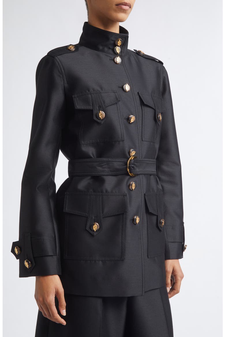 Valiant Wool & Silk Utility Jacket, Alternate, color, BLACK