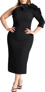 ELOQUII Popcorn Ruffle Column Dress
