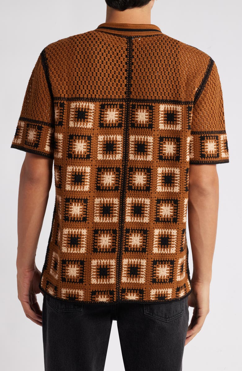 Percival Dusk Deckhand Short Sleeve Crochet Button-Up Shirt, Alternate, color, 