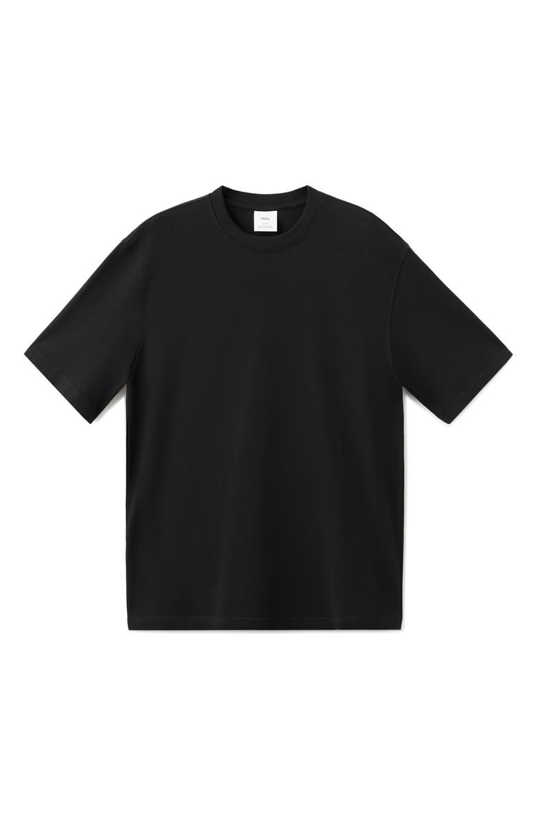 MANGO Relaxed Fit Heavyweight Cotton T-Shirt, Alternate, color, Black