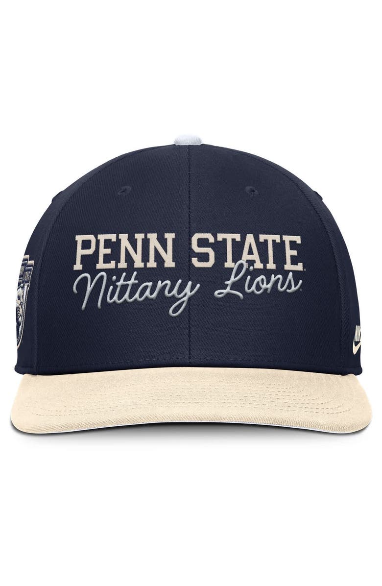 Nike Men's Nike Navy/Cream Penn State Nittany Lions Pro Legacy Script Snapback Hat, Alternate, color, Navy