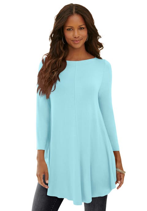 Plus Size Boatneck Swing Ultra Drape Tunic Top