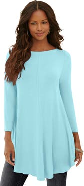 Roaman's Plus Size Boatneck Swing Ultra Drape Tunic Top