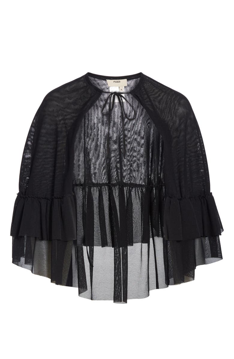 Fuzzi Ruffle Tulle Capelet, Alternate, color, 