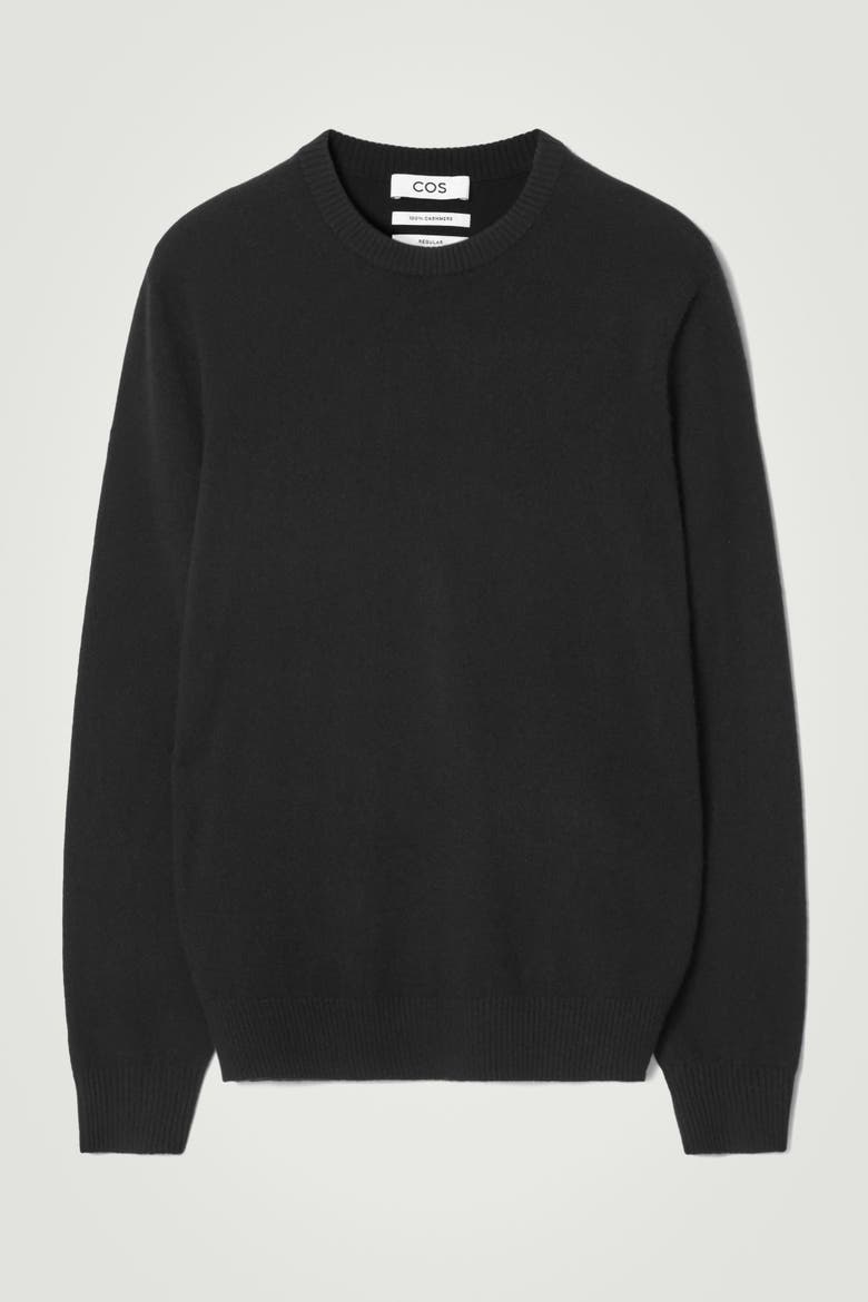 Seamless Cashmere Crew-Neck Sweater, Alternate, color, BLACK