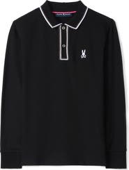 Psycho Bunny Kids' Kent Tipped Long Sleeve Cotton Polo